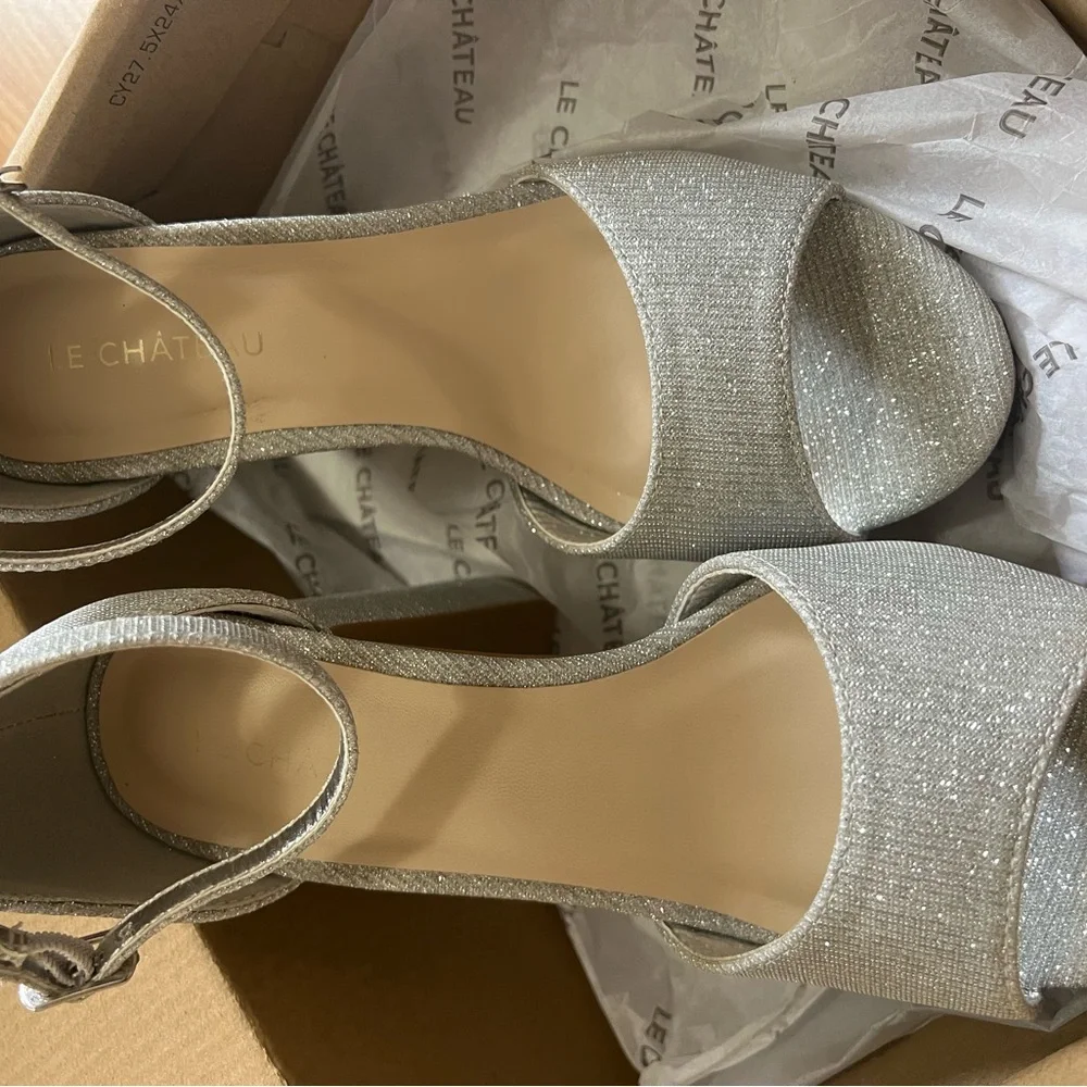 Le Chateau Sparkling Silver Women's Heels - Picture 3 of 6